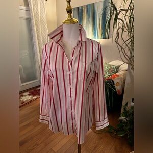 J. Crew pink striped button-up, size S